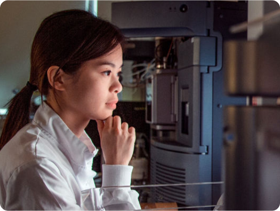 Woman researcher looking at monitor