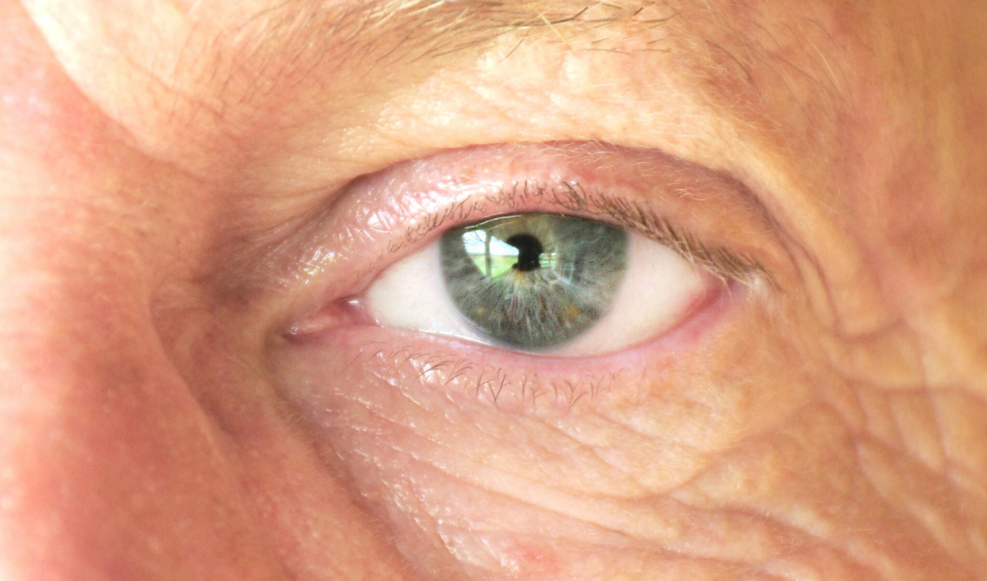 Close up of an older person's eye
