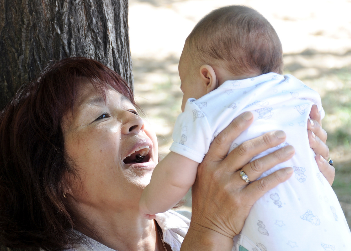 Woman holding baby