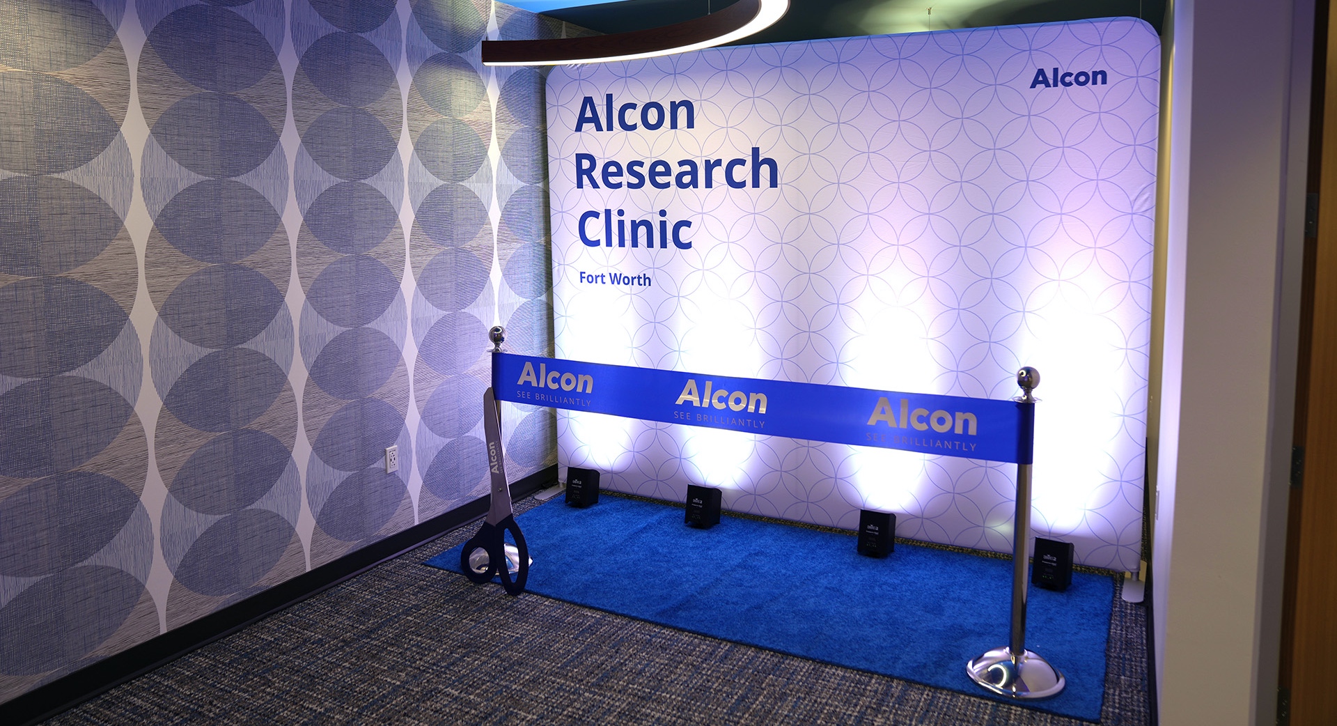 Ribbon prior to grand opening ceremony of Alcon Research Clinic