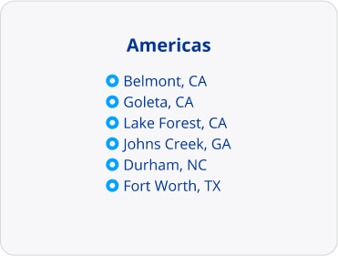 A list of Alcon's locations in the Americas