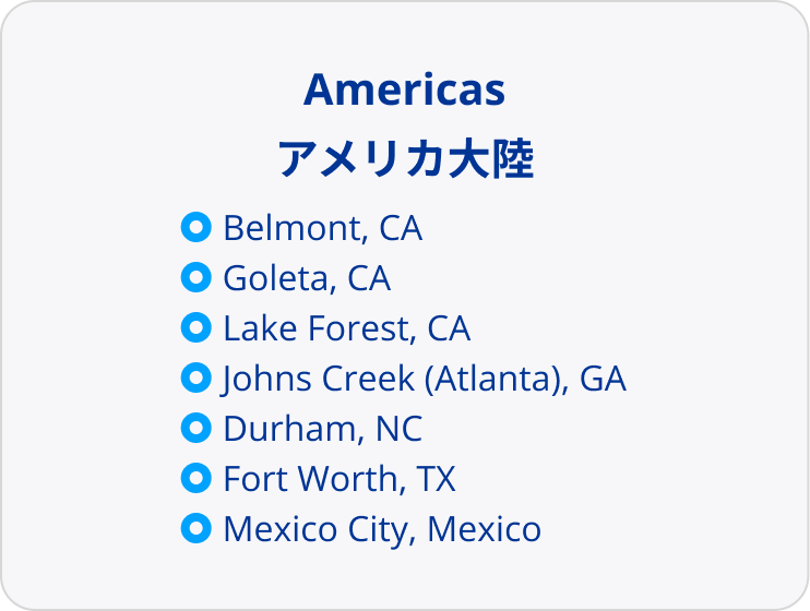 A list of Alcon's locations in the Americas