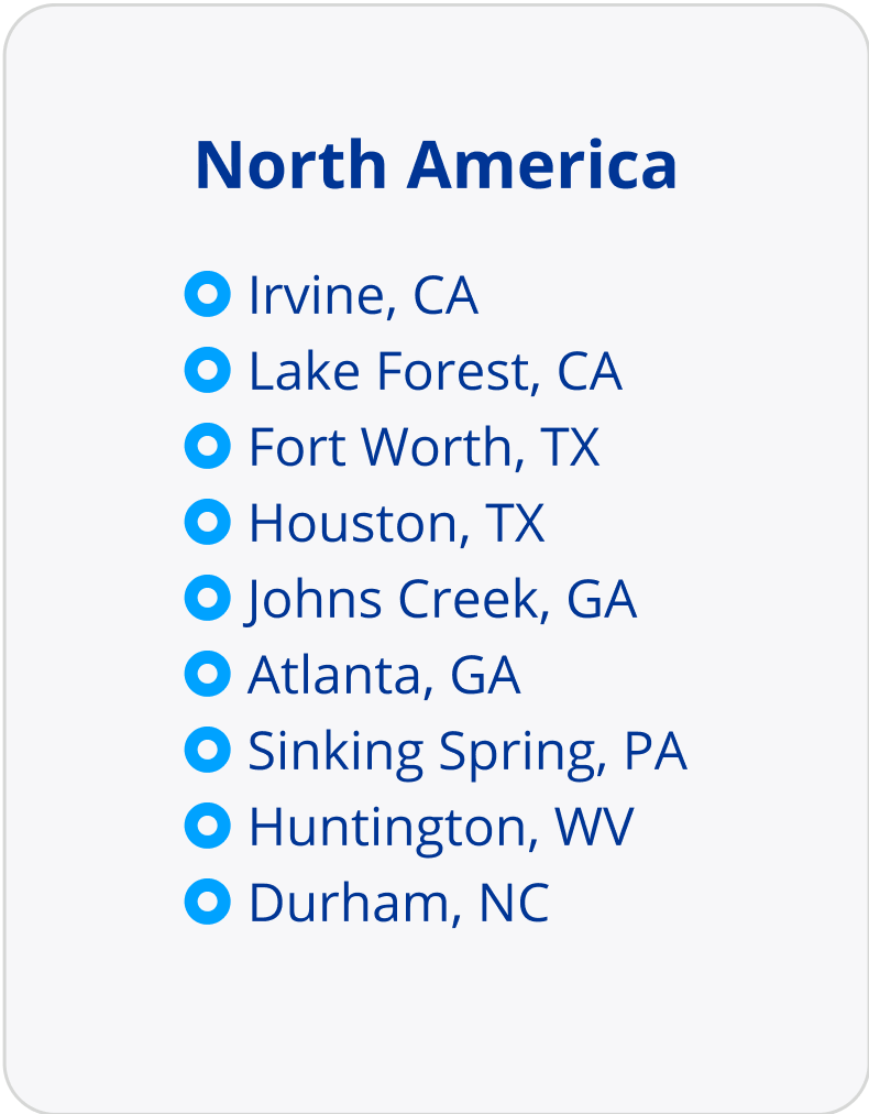 A list of Alcon's North America locations