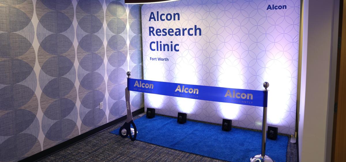 Ribbon prior to grand opening ceremony of Alcon Research Clinic