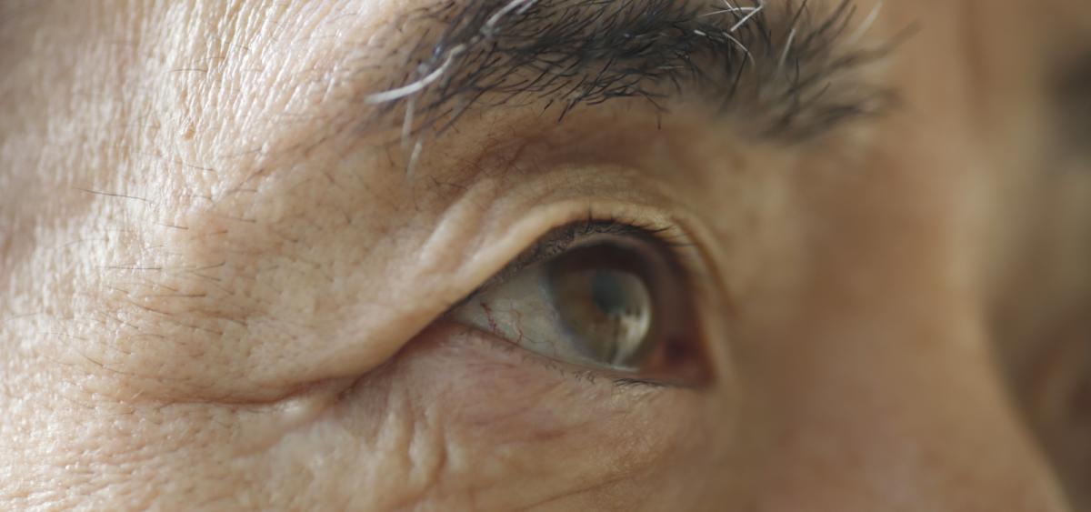 close up of mature person eye
