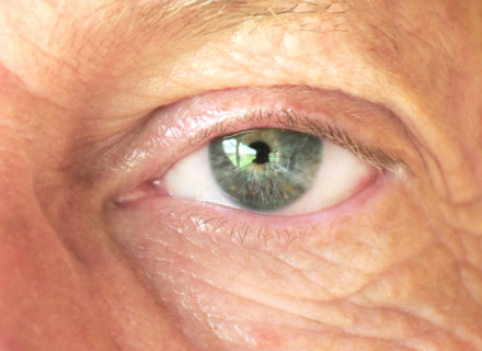 Close up of an older person's eye