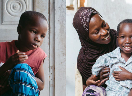 Images of young boy and his mother